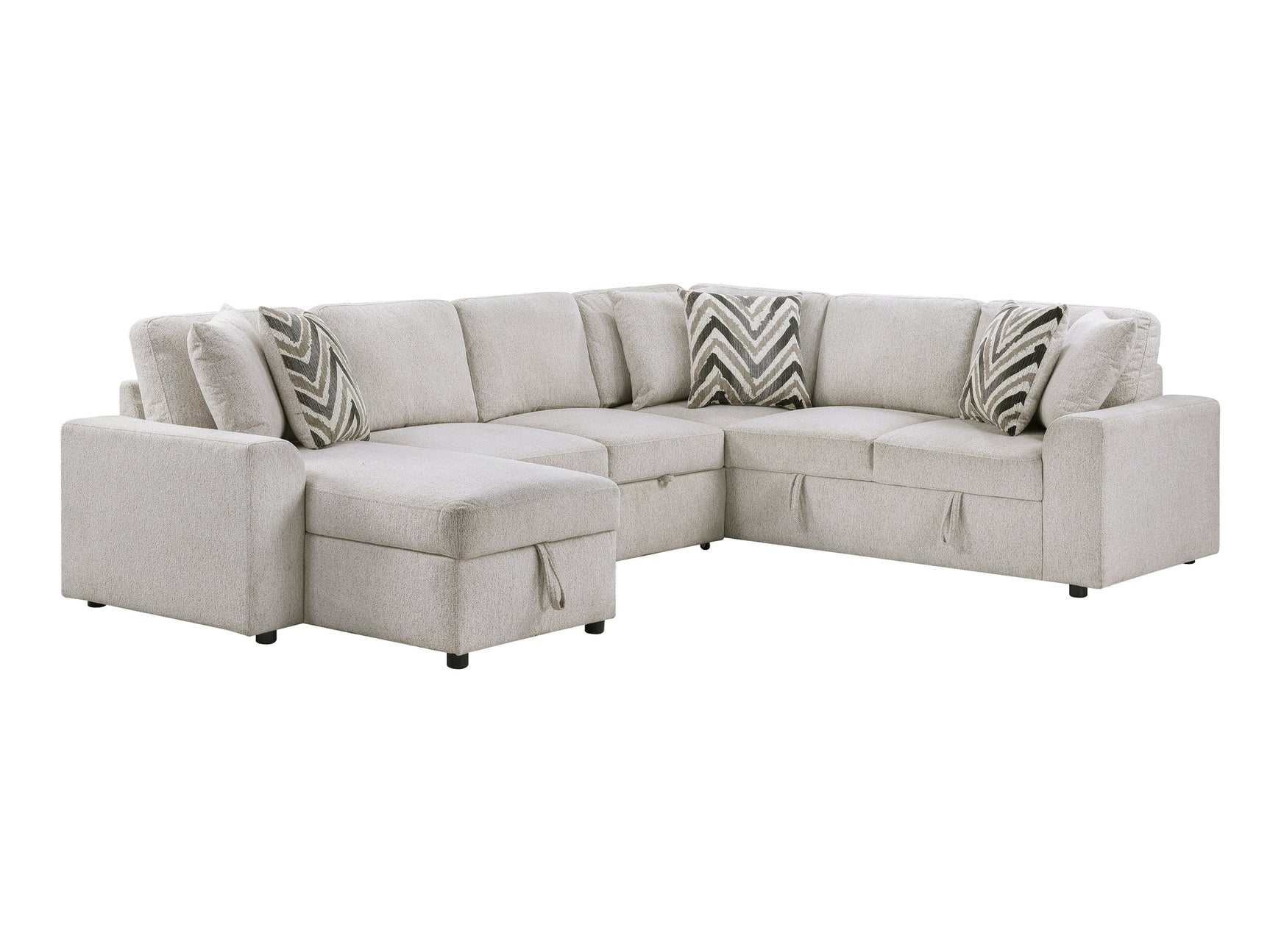 Myrtle Beige 3-Piece Sectional with Pull-out Bed and Hidden Storage - Ornate Home