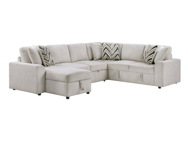 Myrtle Beige 3-Piece Sectional with Pull-out Bed and Hidden Storage - Ornate Home