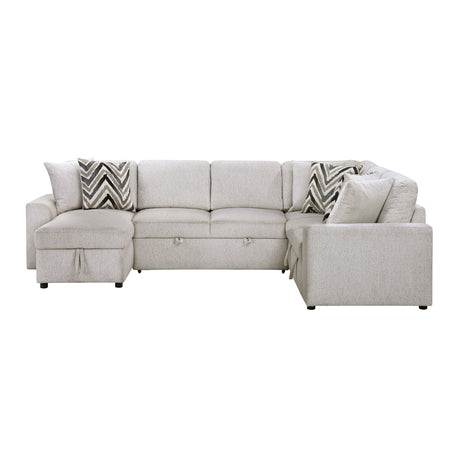 Myrtle Beige 3-Piece Sectional with Pull-out Bed and Hidden Storage - Ornate Home