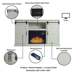 Myrtle Fireplace in Cream Oak - Ornate Home