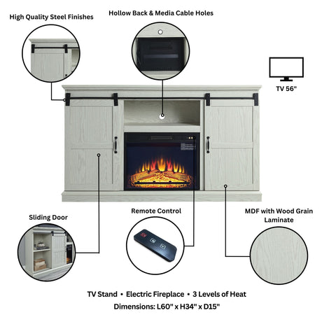 Myrtle Fireplace in Cream Oak - Ornate Home