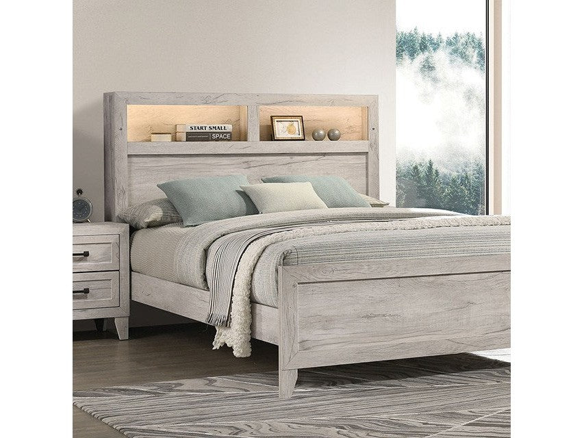 Mysen White Wash Full Bed - Ornate Home