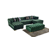 Ariana Green Velvet Double Chaise "U" Shape Sectional Sofa - Ornate Home