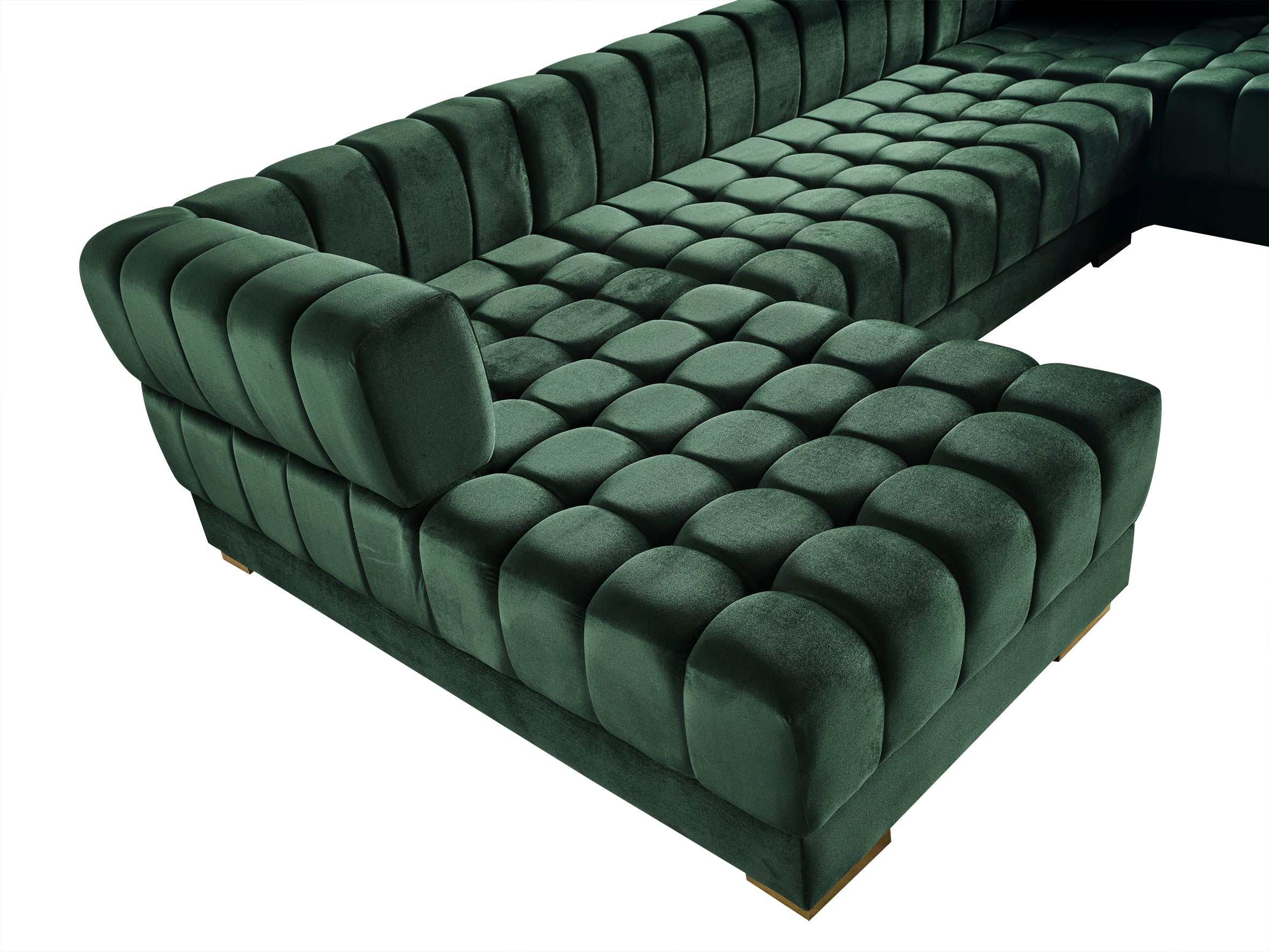 Ariana Green Velvet Double Chaise "U" Shape Sectional Sofa - Ornate Home