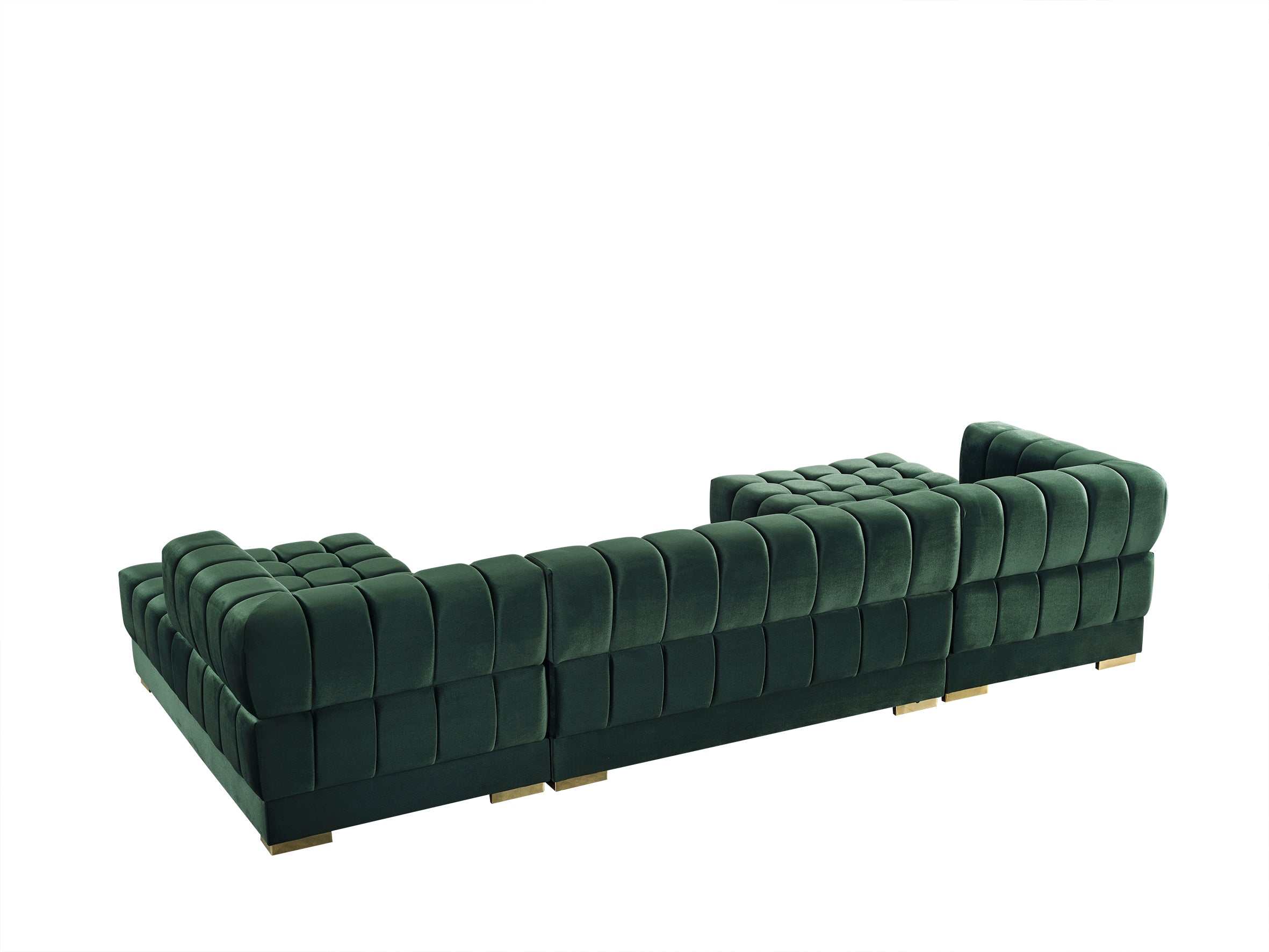 Ariana Green Velvet Double Chaise "U" Shape Sectional Sofa - Ornate Home