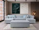 Eleanor Pearl White Velvet Double Chaise "U" Shape Sectional Sofa - Ornate Home