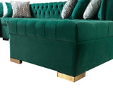 Eleanor Green Velvet Double Chaise "U" Shape Sectional Sofa - Ornate Home