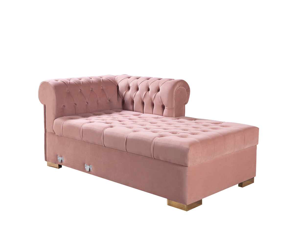 Eleanor Pink Velvet Double Chaise "U" Shape Sectional Sofa - Ornate Home