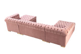 Eleanor Pink Velvet Double Chaise "U" Shape Sectional Sofa - Ornate Home