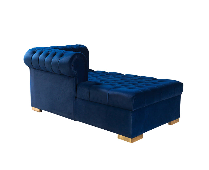 Eleanor Navy Velvet Double Chaise "U" Shape Sectional Sofa - Ornate Home