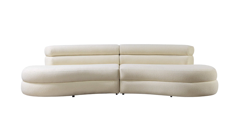Larissa Bubble Ivory Boucle 2pc Curved Sectional Sofa - Ornate Home