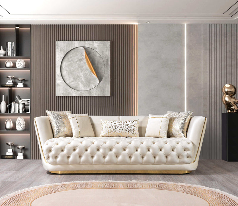 Daphne Ivory Velvet Living Room Set / 2pc - Ornate Home