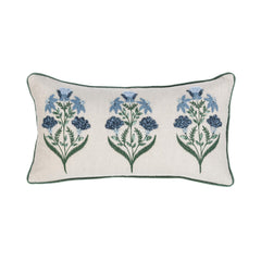 NV Belcourt Floral Natural/Blue 14x26 Throw Pillow (Set of 2) - Ornate Home