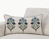 NV Belcourt Floral Natural/Blue 14x26 Throw Pillow (Set of 2) - Ornate Home