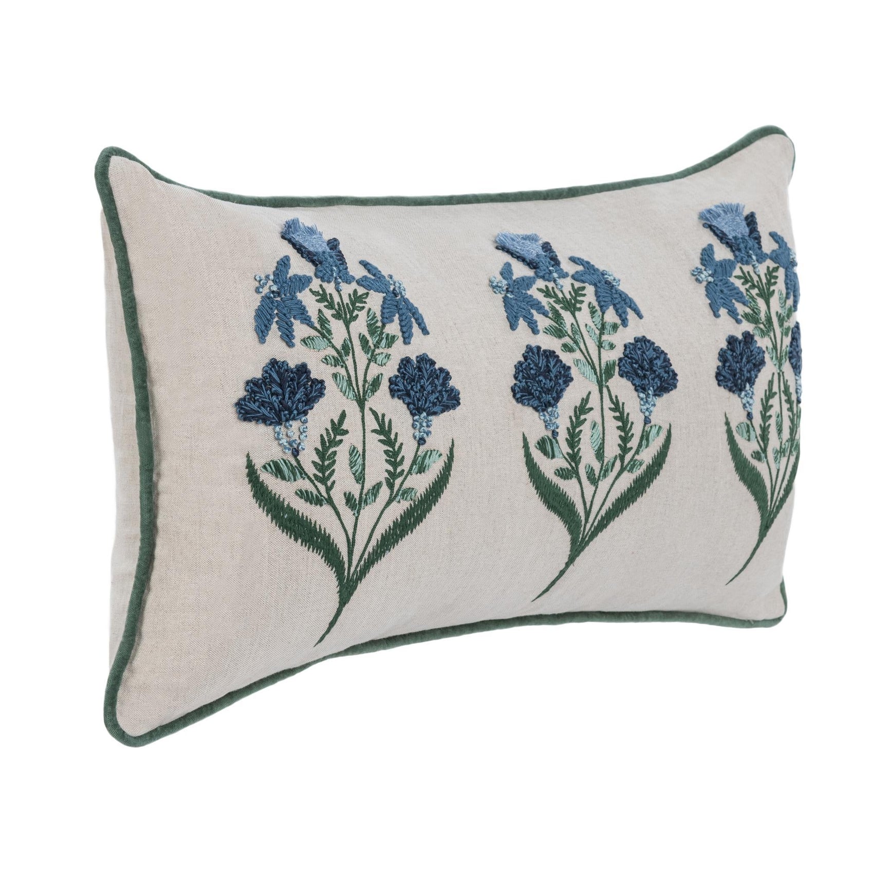 NV Belcourt Floral Natural/Blue 14x26 Throw Pillow (Set of 2) - Ornate Home