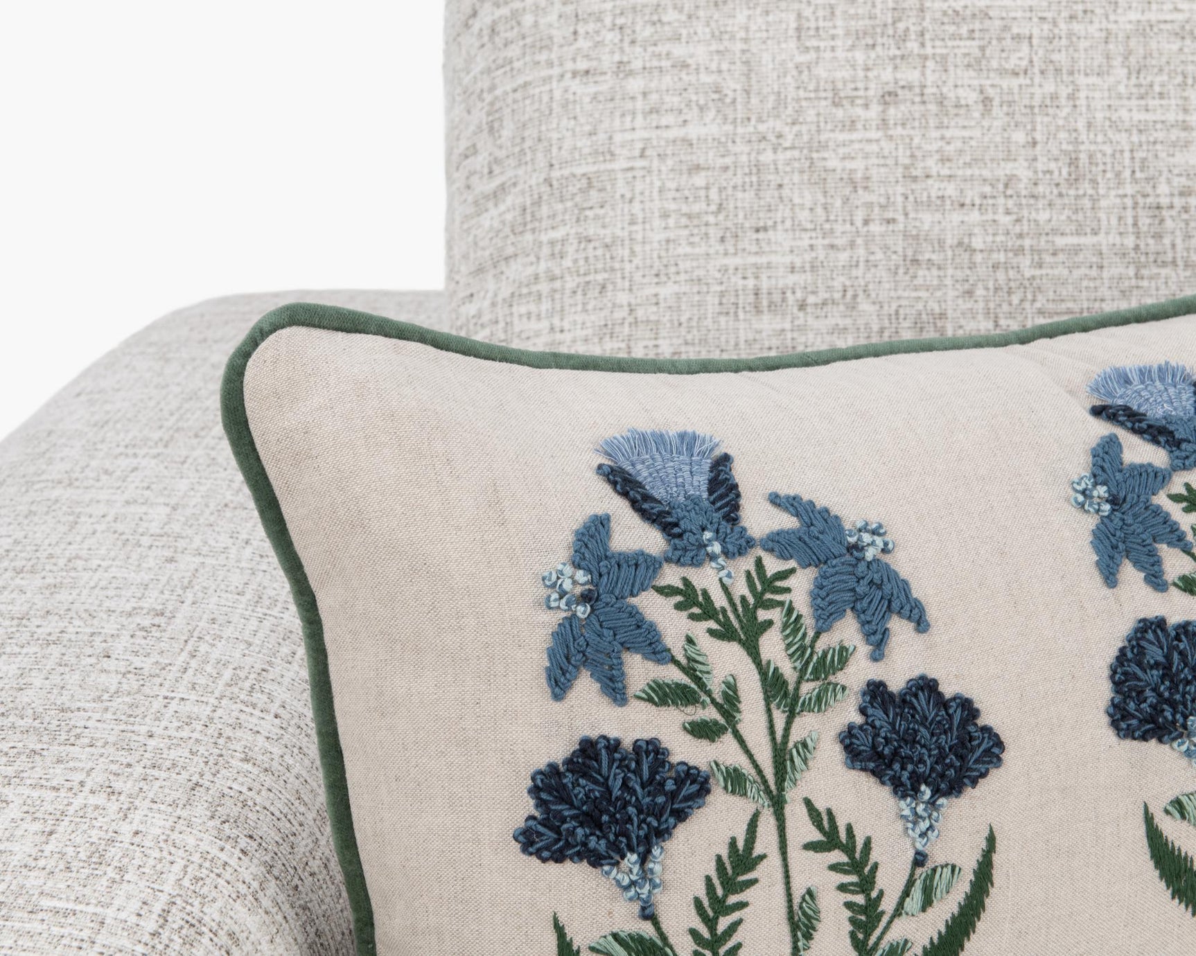 NV Belcourt Floral Natural/Blue 14x26 Throw Pillow (Set of 2) - Ornate Home