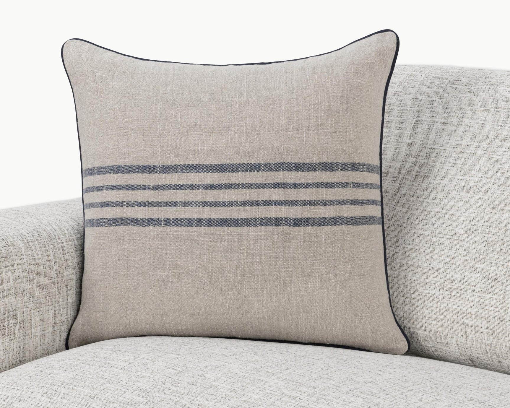 NV Newport Natural/Navy Multiple Sizes 22x22 Throw Pillow (Set of 2) - Ornate Home