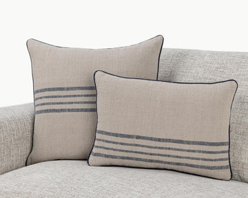NV Newport Natural/Navy Multiple Sizes Throw Pillow (Set of 2) - Ornate Home