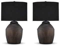 Naareman Metallic Black 2-Piece Lamp Set - Ornate Home