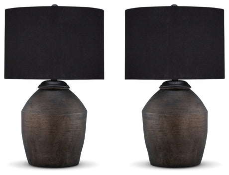 Naareman Metallic Black 2-Piece Lamp Set - Ornate Home