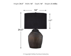 Naareman Metallic Black 2-Piece Lamp Set - Ornate Home