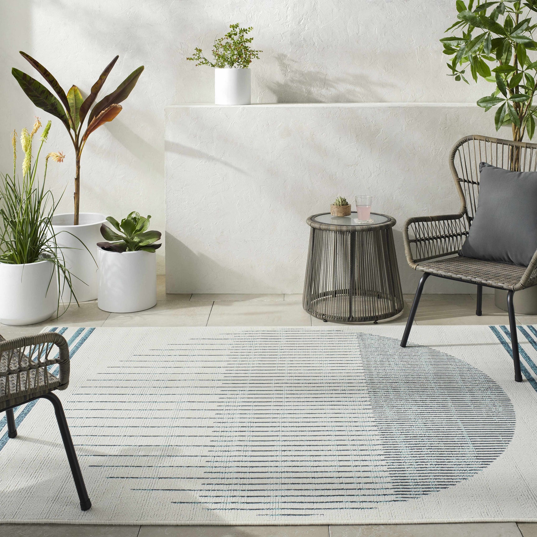 Nabil Slate Blue Outdoor Area Rug - Clearance - Ornate Home