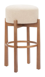 Nade Beige & Walnut Barstool (Set of 2) - Ornate Home