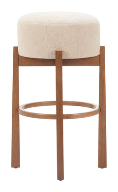Nade Beige & Walnut Barstool (Set of 2) - Ornate Home