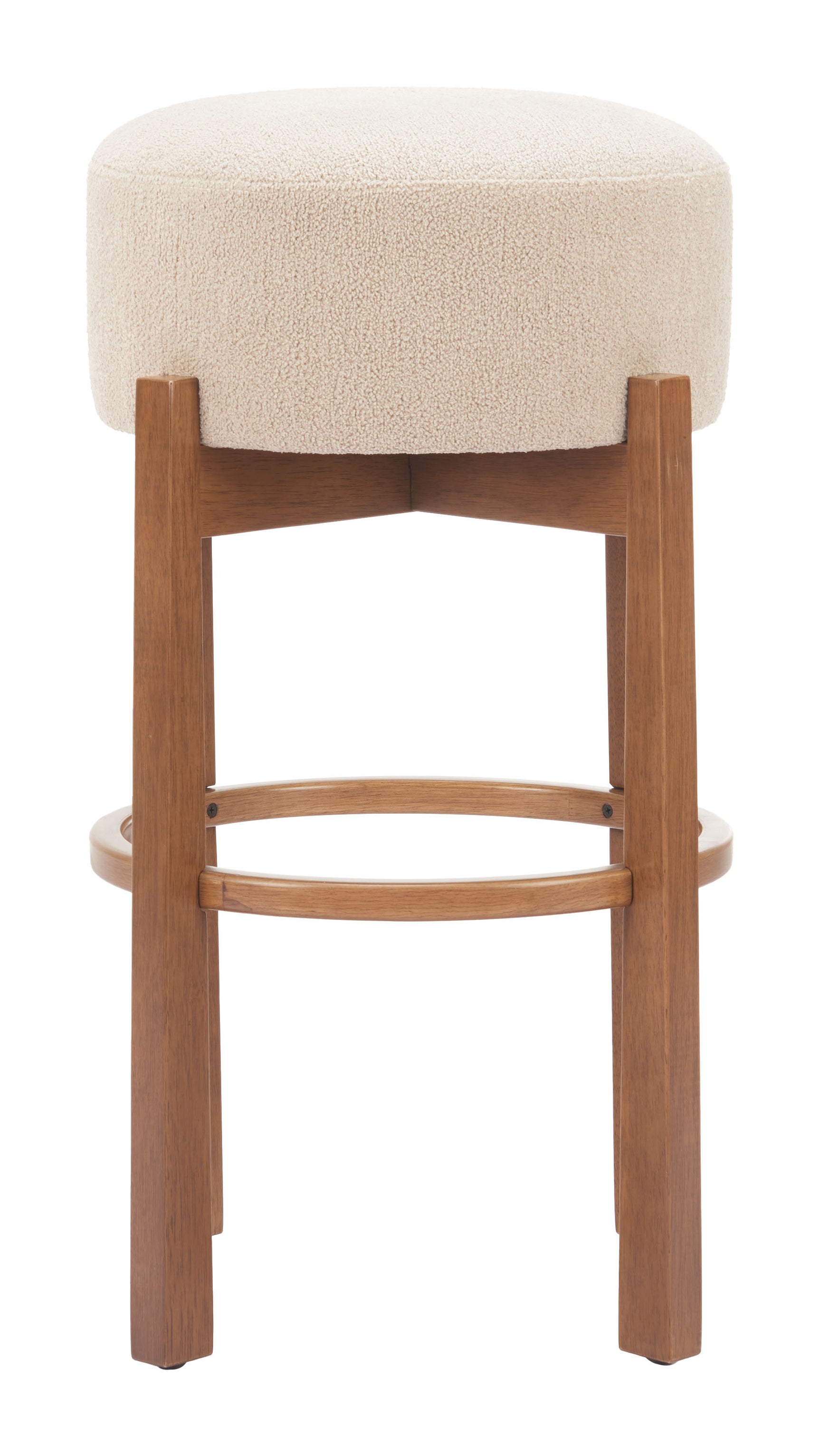 Nade Beige & Walnut Barstool (Set of 2) - Ornate Home