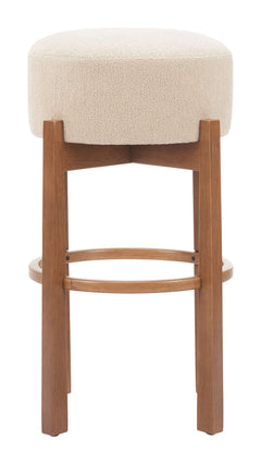 Nade Beige & Walnut Barstool (Set of 2) - Ornate Home