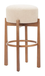 Nade Beige & Walnut Barstool (Set of 2) - Ornate Home