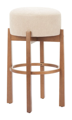 Nade Beige & Walnut Barstool (Set of 2) - Ornate Home
