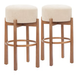 Nade Beige & Walnut Barstool (Set of 2) - Ornate Home