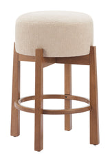 Nade Beige & Walnut Counter Stool (Set of 2) - Ornate Home