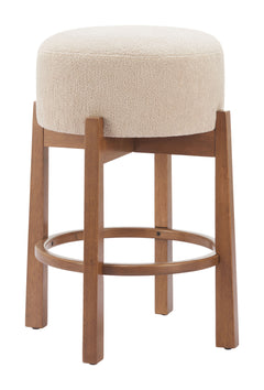 Nade Beige & Walnut Counter Stool (Set of 2) - Ornate Home