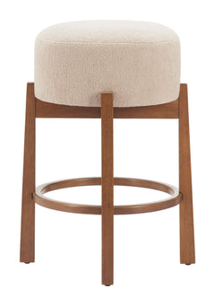 Nade Beige & Walnut Counter Stool (Set of 2) - Ornate Home