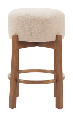 Nade Beige & Walnut Counter Stool (Set of 2) - Ornate Home