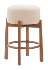Nade Beige & Walnut Counter Stool (Set of 2) - Ornate Home