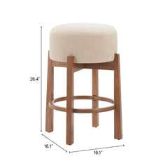 Nade Beige & Walnut Counter Stool (Set of 2) - Ornate Home
