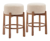Nade Beige & Walnut Counter Stool (Set of 2) - Ornate Home