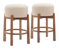 Nade Beige & Walnut Counter Stool (Set of 2) - Ornate Home