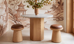 Nadia Dark Brown Leather Swivel Accent Stool - Ornate Home
