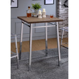 Nadie Square Bar Table in Chrome and Oak - Ornate Home