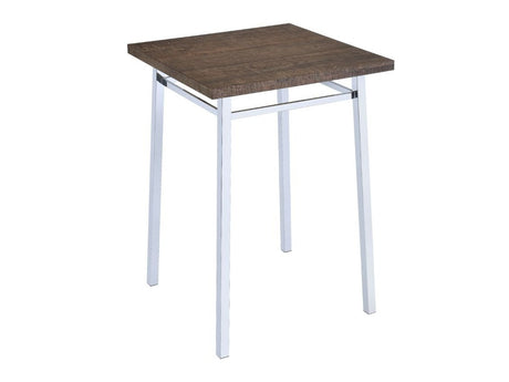 Nadie Square Bar Table in Chrome and Oak - Ornate Home