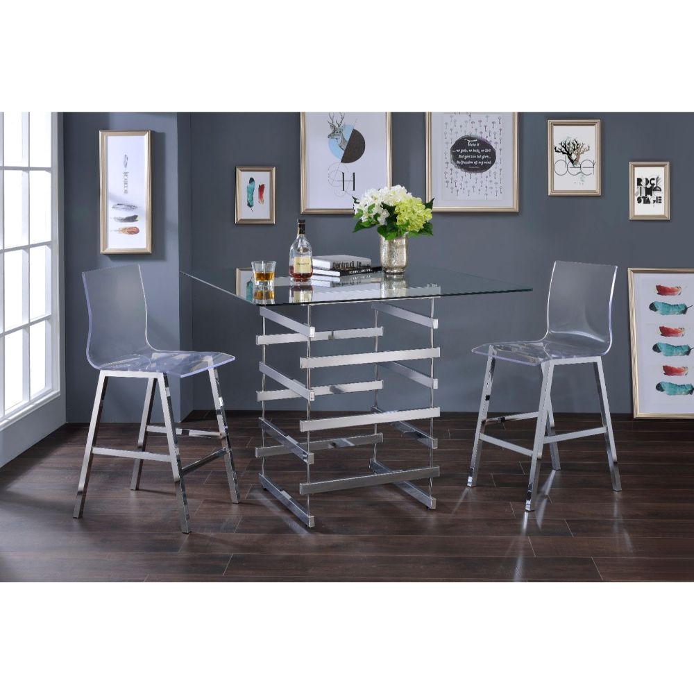 Nadie Square Counter Height Table in Chrome 72590 - Ornate Home