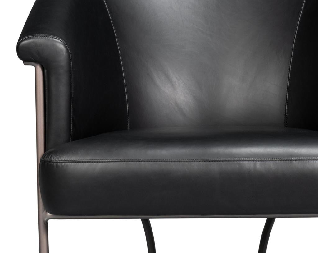 Nagel Black Distilled Leather Chair - Ornate Home