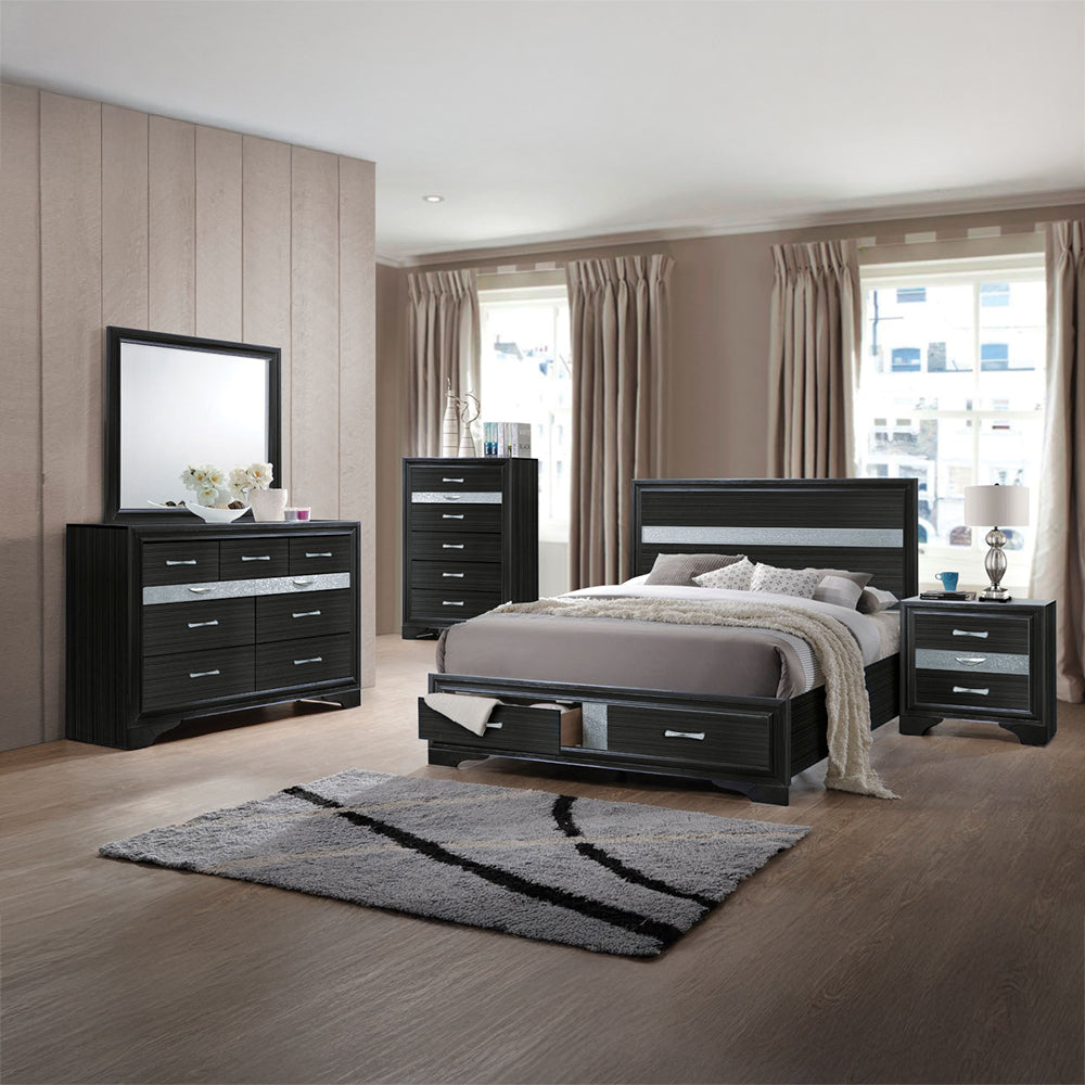 Naima Black Eastern King Bed - Ornate Home