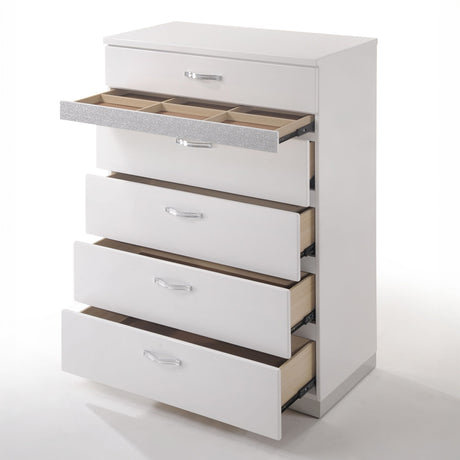 Naima II White High Gloss Chest - Ornate Home