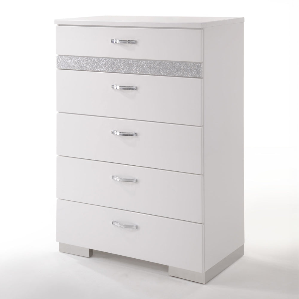 Naima II White High Gloss Chest - Ornate Home