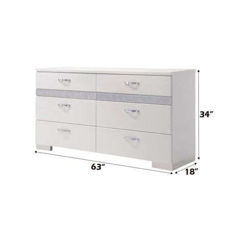 Naima II White High Gloss Dresser - Ornate Home